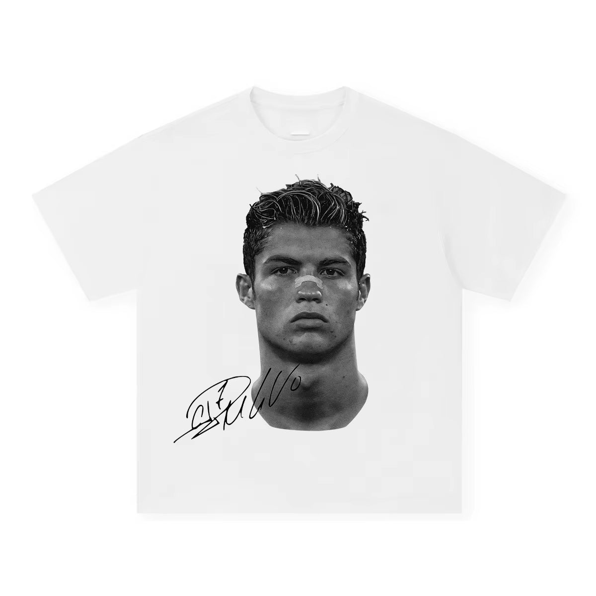 Cristiano Ronaldo Pure Cotton American-Style Streets Both Sexes Fashionable Vintage Print Short-Sleeved T-Shirt